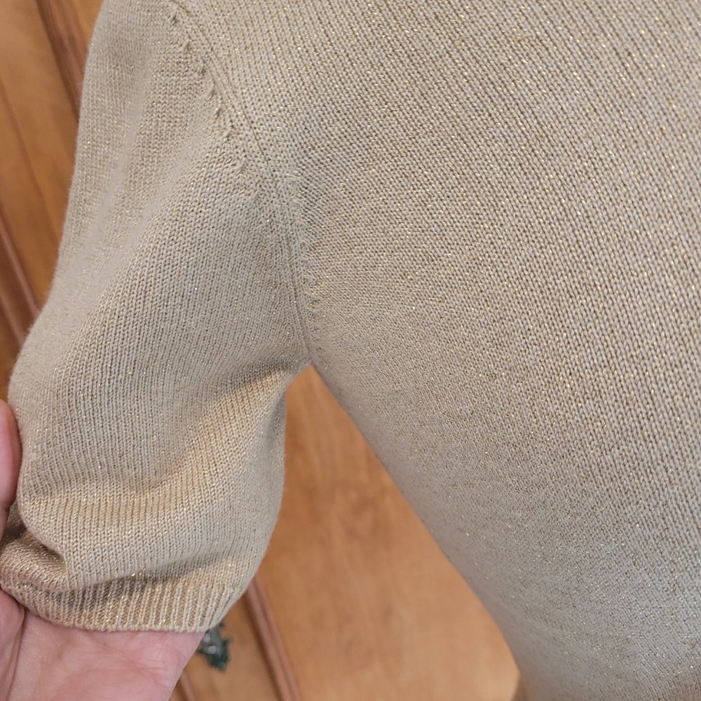 Drapers & Damons. Vintage Short Sleeve, Cowl Neck Gold Metallic Sweater.… - Picture 5 of 8